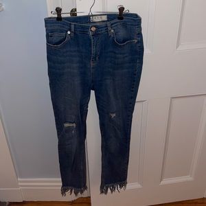 Free people jeans with fringe at bottom